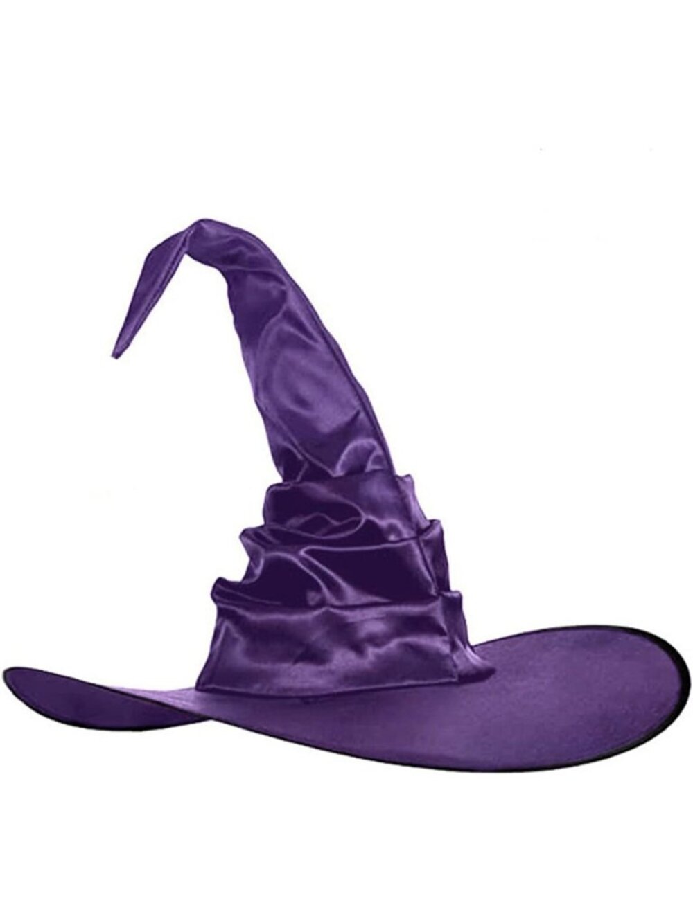 Halloween Black Witch Hat Large Ruched Pointed Cap Cosplay Costume Accessories